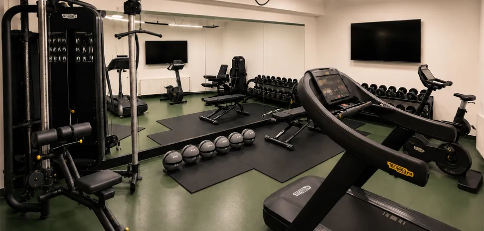 Fitness room at Hotel Royal Menaggio with Technogym cardio and strength equipment
