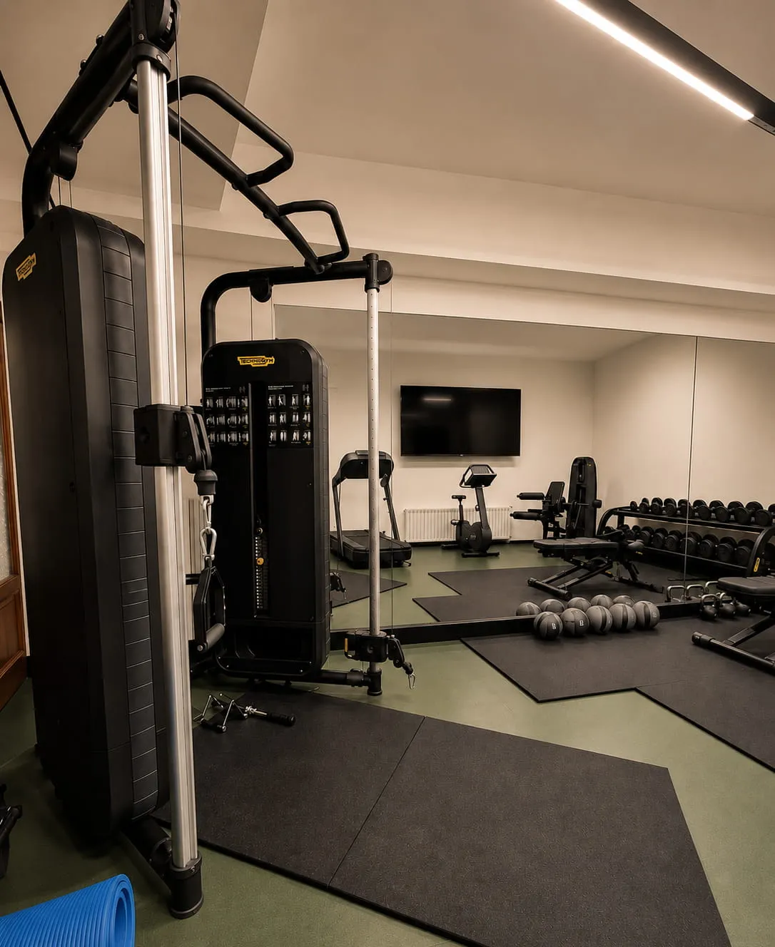 Fitness room at Hotel Royal Menaggio with Technogym cardio and strength equipment